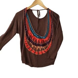Rock 47‎ Women's Backless Brown Sweater Boho Size Small